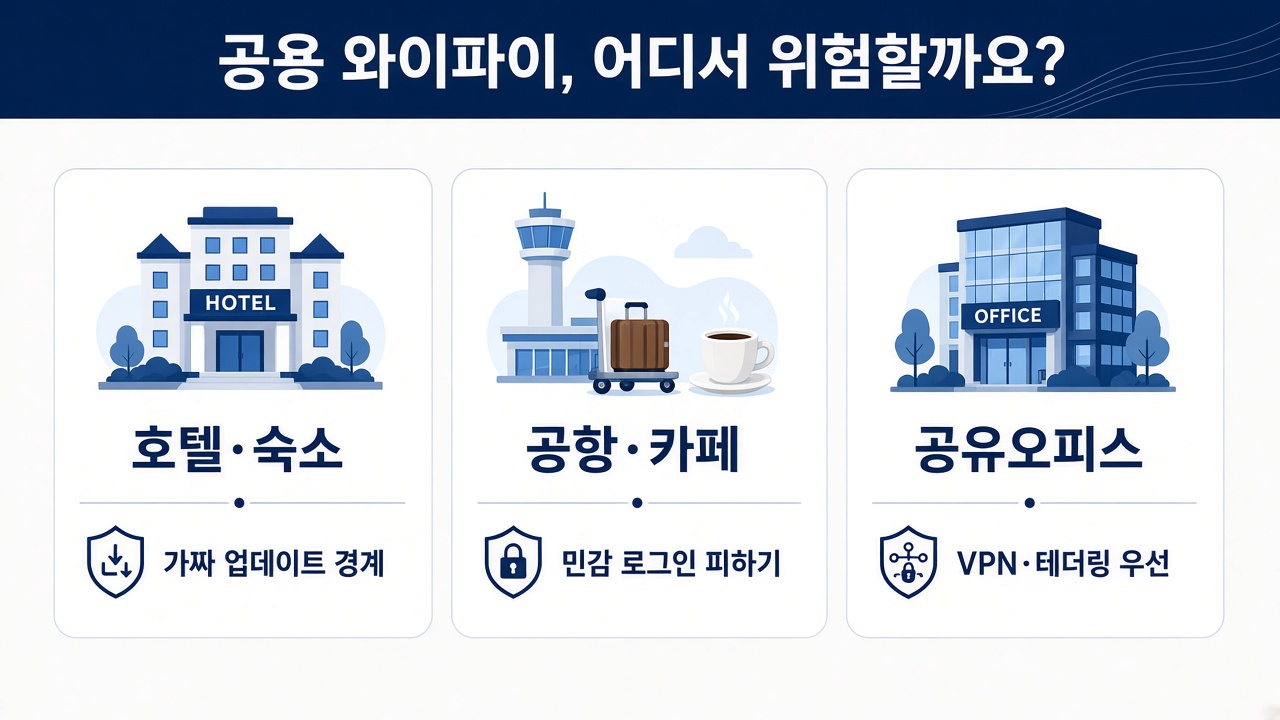 공용 와이파이 위험 장소