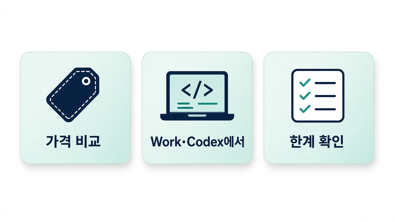 독자 팁 — 가격 비교 · Work·Codex · 한계 확인
