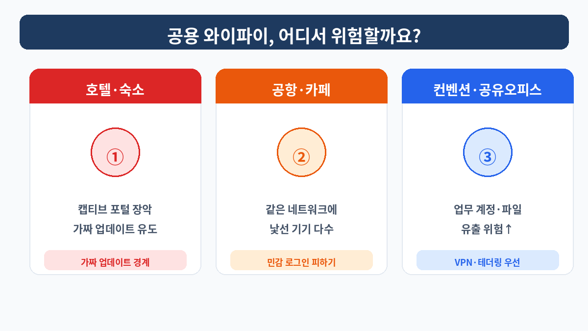 공용 와이파이 위험 장소 안내