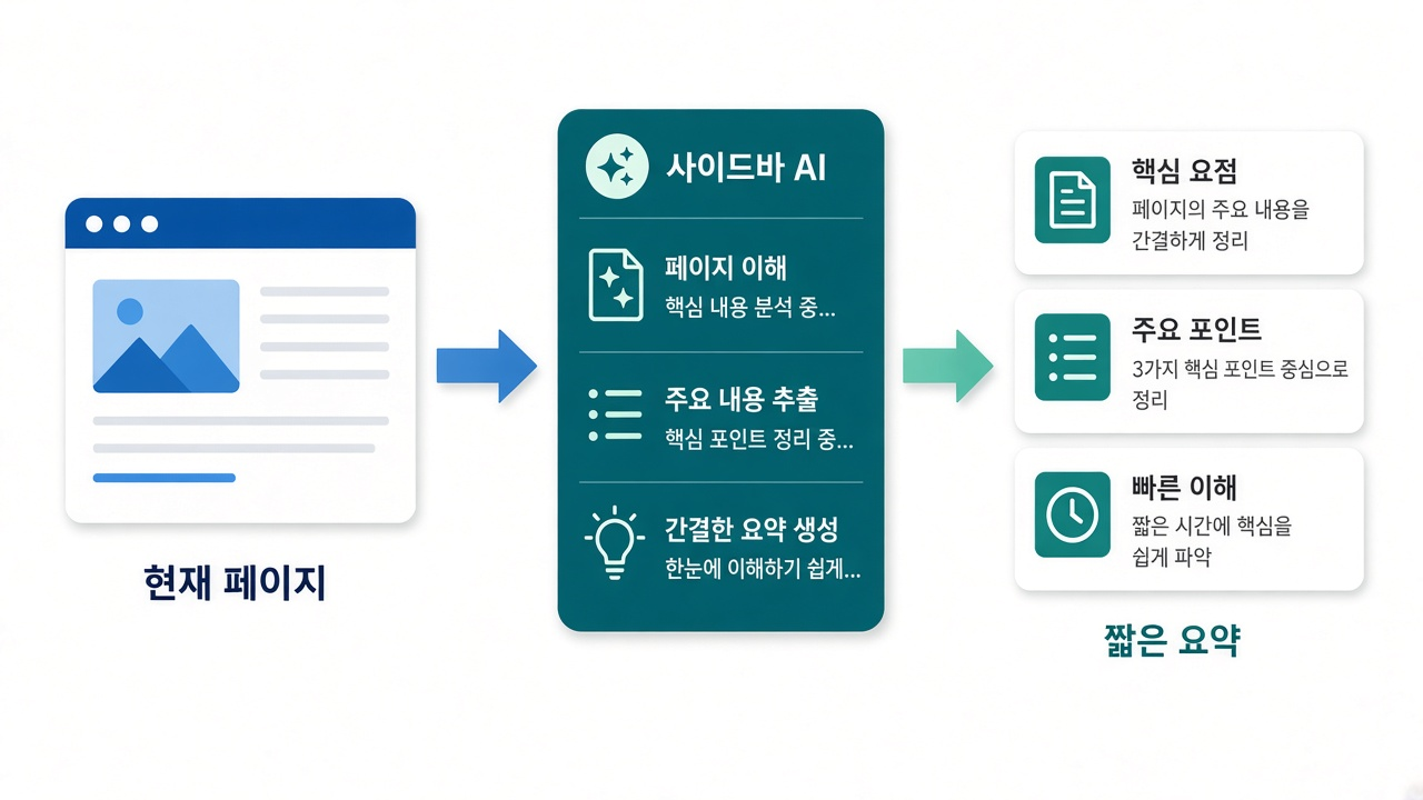현재 페이지 → 사이드바 AI → 짧은 요약