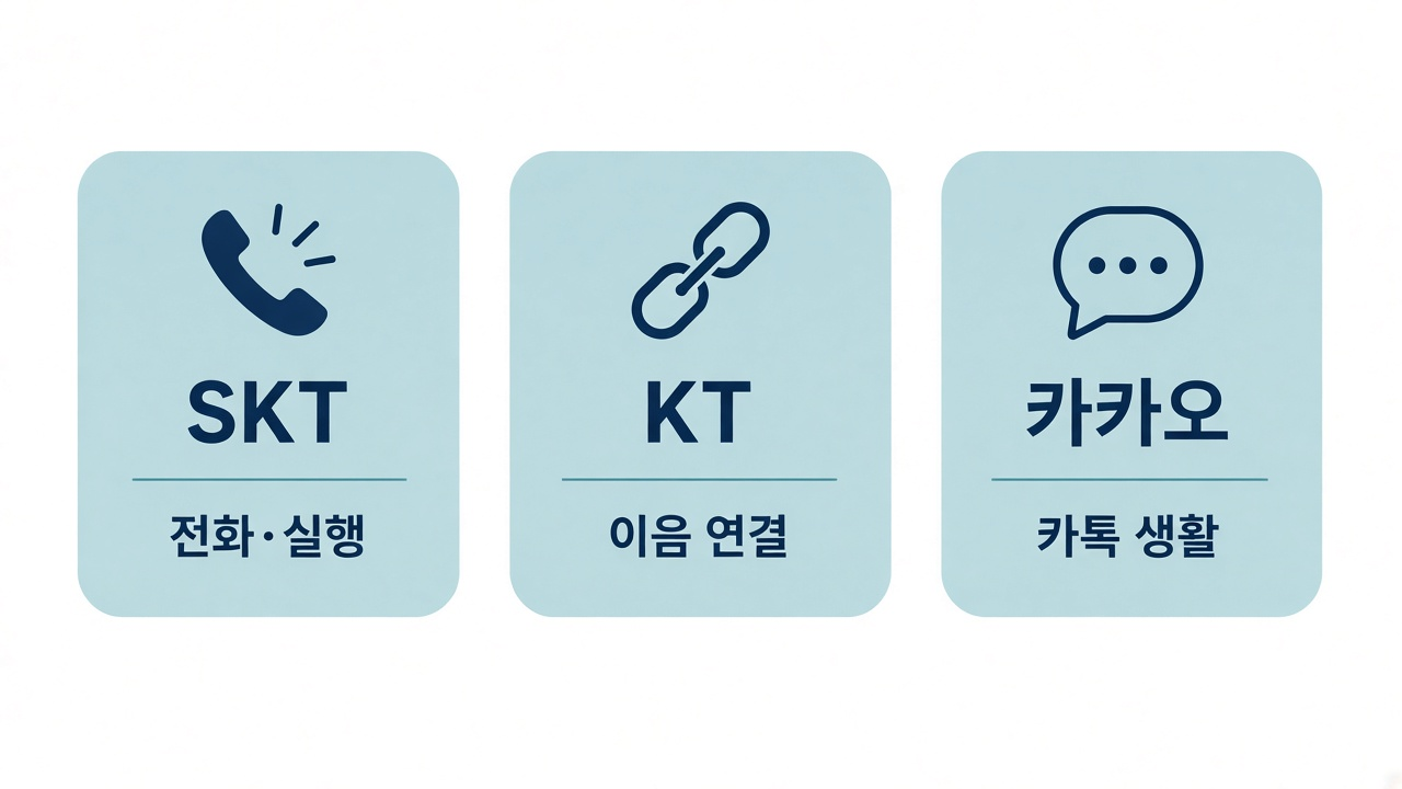 SKT·KT·카카오 세 길 — 전화·이음·카톡