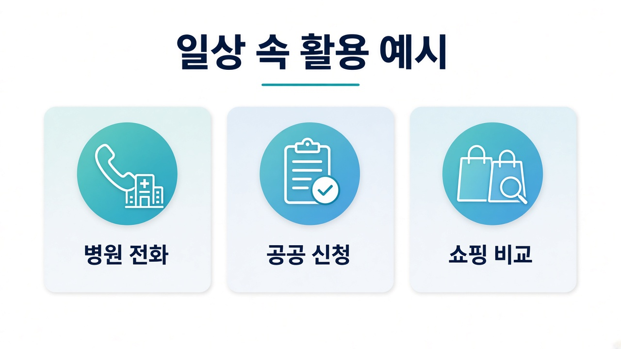 일상 예시 — 병원 전화·공공 신청·쇼핑 비교