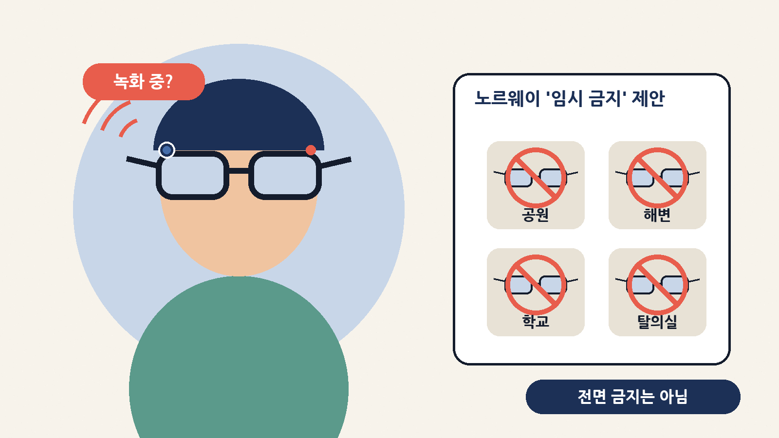 노르웨이는 공원·해변·학교·탈의실 같은 곳에서 AI 안경을 잠시 막는 방안을 추진한다