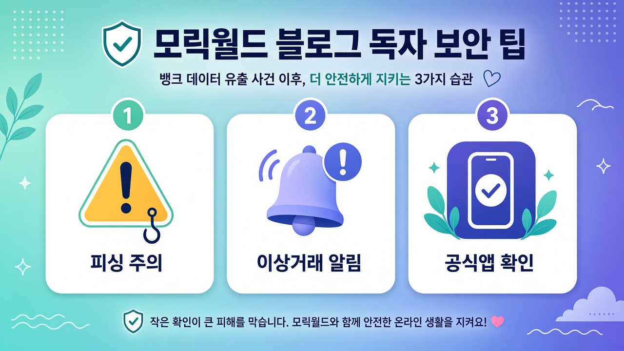 독자 팁 — 피싱주의·이상거래알림·공식앱확인