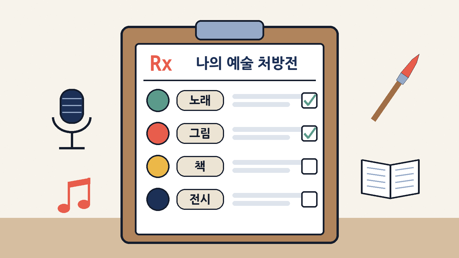 노래·그림·책·전시 중에서 골라 '무엇을, 얼마나, 언제' 적어 두는 나만의 예술 처방전