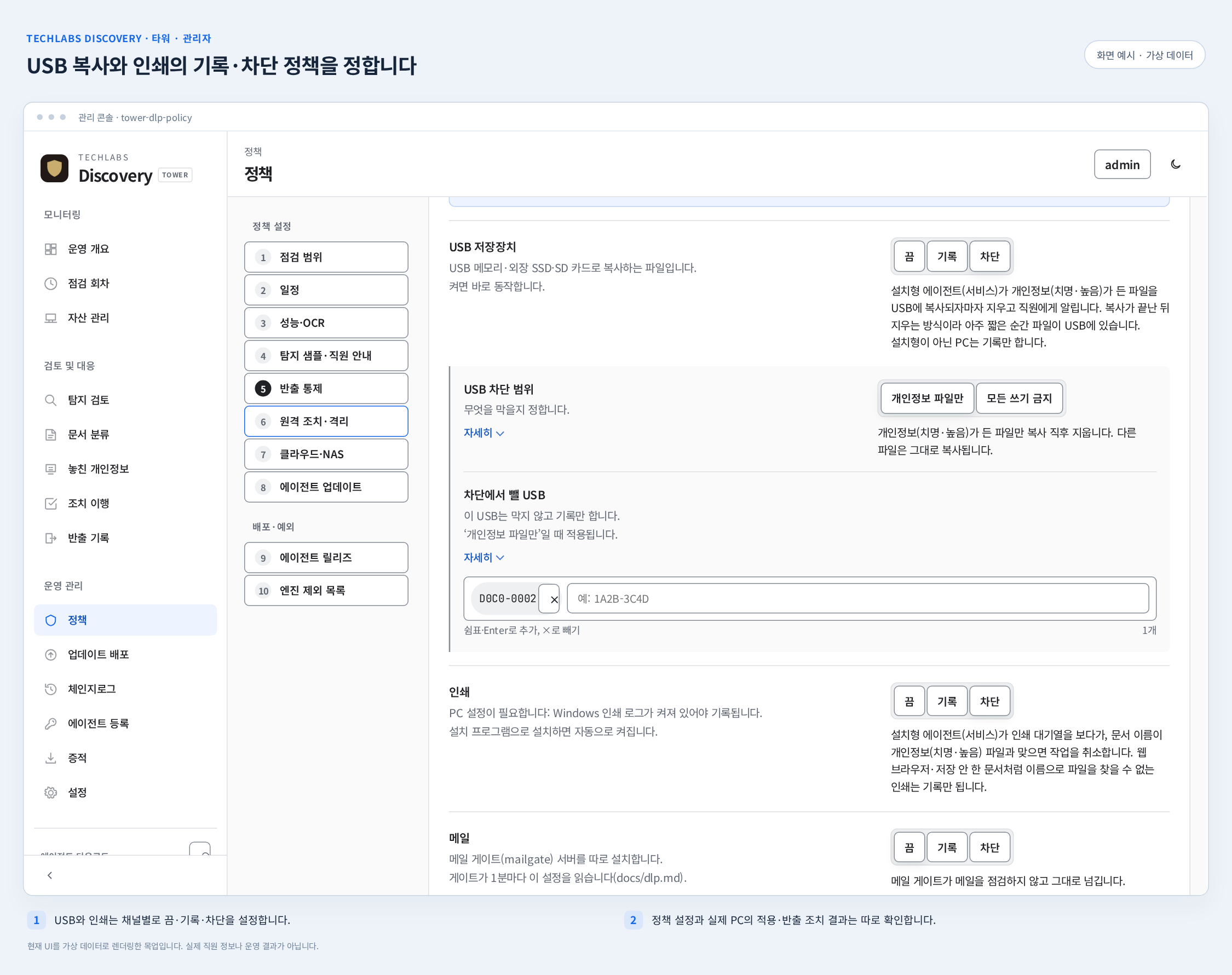 타워 반출 통제 정책